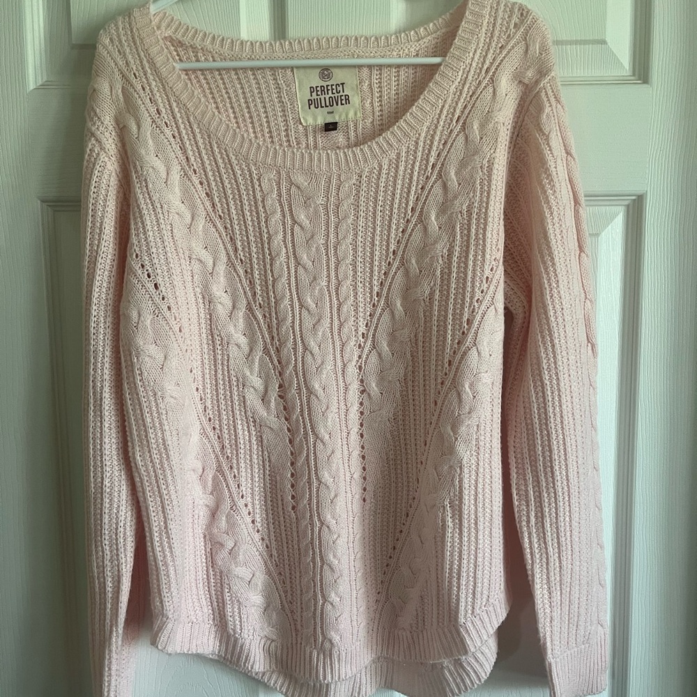 SO Perfect Light Pink Cable Knit Sweater
